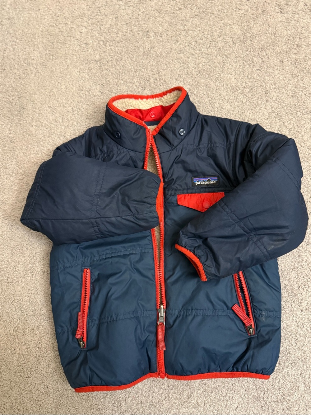 Patagonia Navy Jacket with Red Trim for Kids
